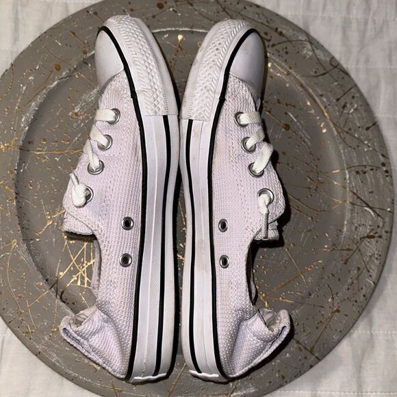 Converse 7 Women’s White Textured Canvas Slip On Lace up Skateboard Shoes Sneaks - Picture 6 of 12